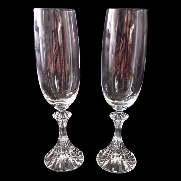 Mikasa The Ritz Champagne Flute Glass Set Of 2 Crystal Christmas Elegant Vintage - Picture 14 of 15